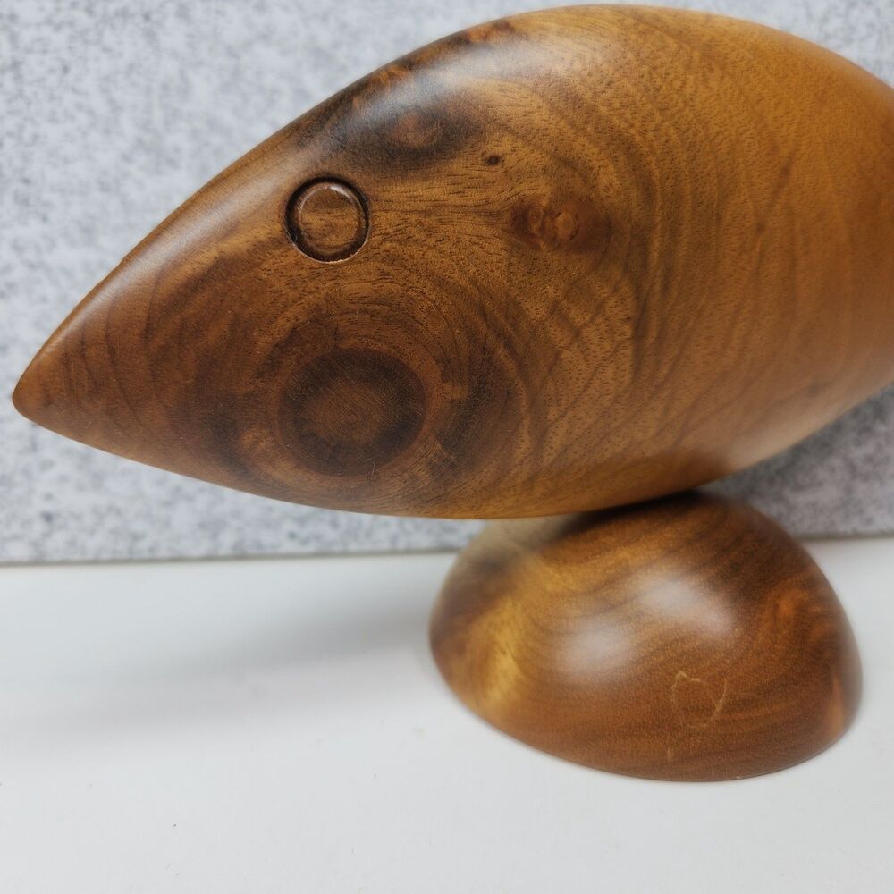 Fish Sculpture Rogue River Studio Carved Myrtlewood Signed Oregon - Picture 3 of 8